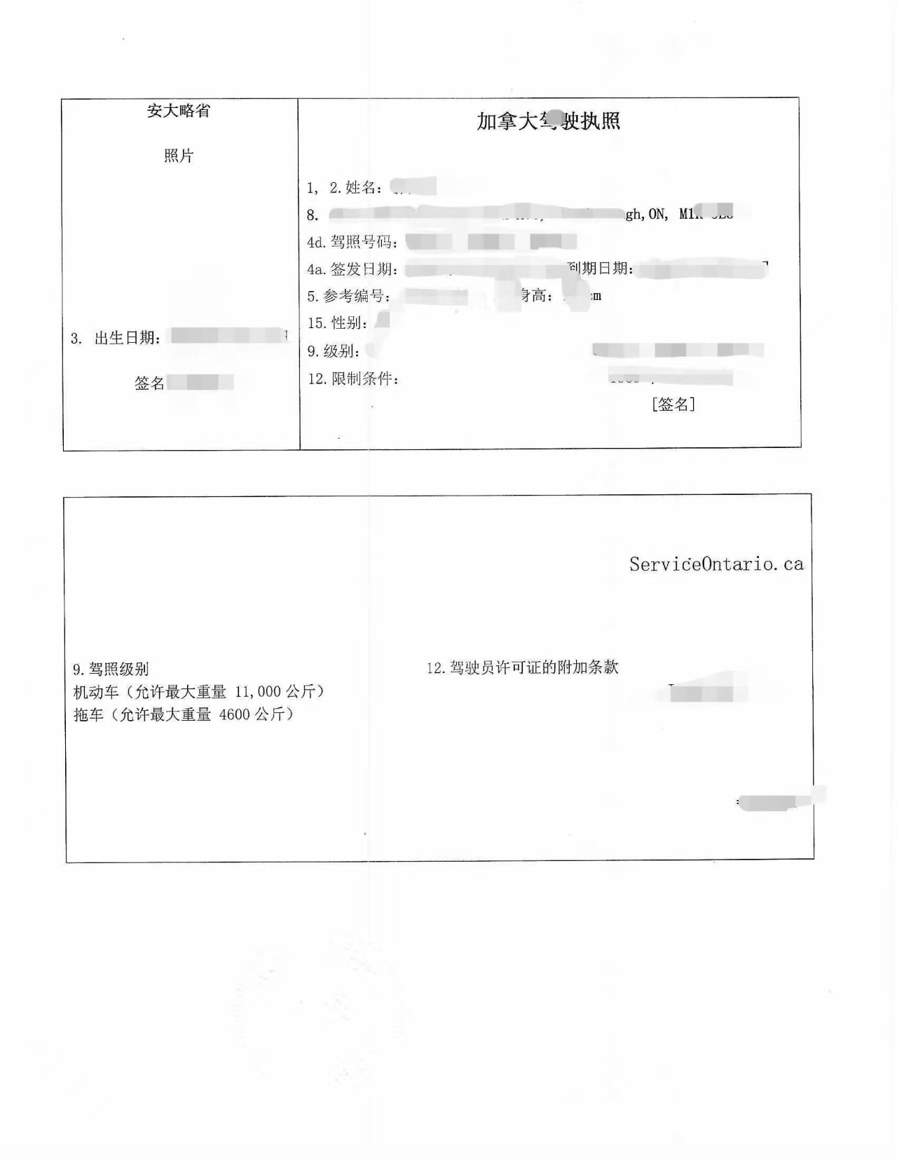 加拿大海牙认证安省驾照中英文公证申请外汇-加拿大海牙认证代理机构