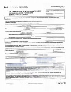 孩子移民加拿大父母不同行一方同意签名公证