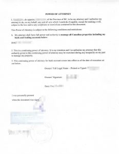 温哥华银行POA委托书人在中国远程办理公证