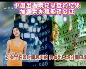 中国出入境记录查询结果加拿大办理翻译公证