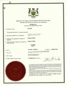 多伦多法院离婚证国际公证海牙认证附加证明