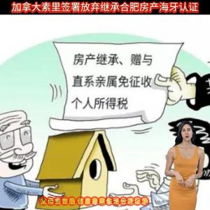 加拿大素里签署放弃继承合肥房产海牙认证