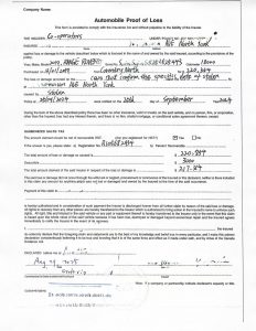 加拿大汽车被盗向保险公司报损失声明公证书