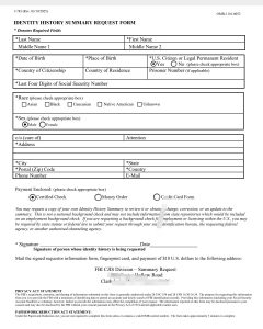 美国无犯罪记录证明代办身份历史摘要申请表