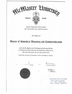 加拿大麦马生物硕士学位海牙公证办中国工签