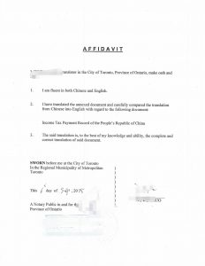 外国人中国个税纳税记录翻译公证加拿大报税