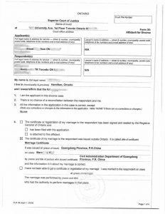 加拿大多伦多离婚宣誓公证当天完成成功案例