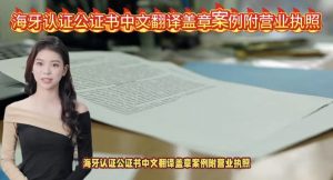 海牙认证公证书中文翻译盖章案例附营业执照