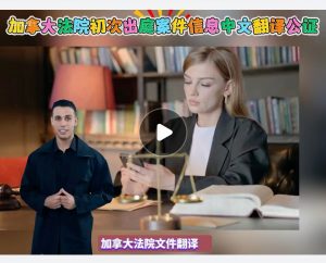 加拿大法院初次出庭案件信息中文翻译公证