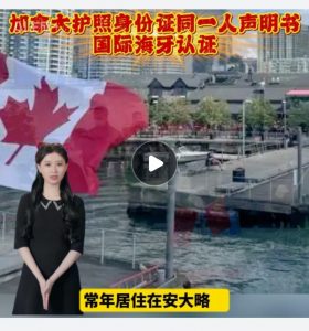 加拿大护照身份证同一人声明书国际海牙认证