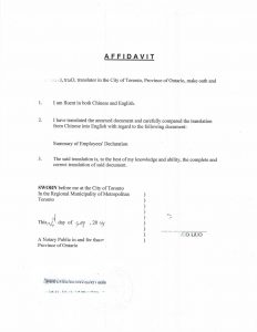 加拿大翻译公证山东公司员工申报个税汇总表