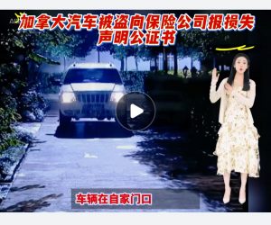 加拿大汽车被盗向保险公司报损失声明公证书