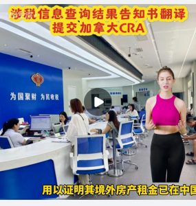 涉税信息查询结果告知书翻译提交加拿大CRA