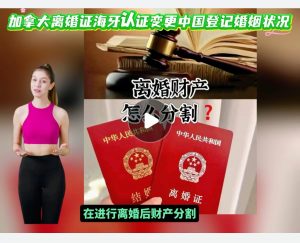 加拿大离婚证海牙认证变更中国登记婚姻状态