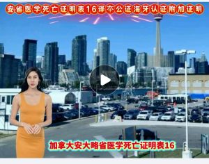 安省医学死亡证明表16译本公证海牙认证附加