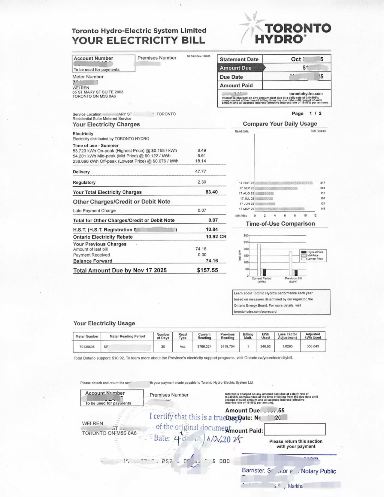 加拿大水电单地址证明海牙认证公证用于希腊-加拿大海牙认证代理机构