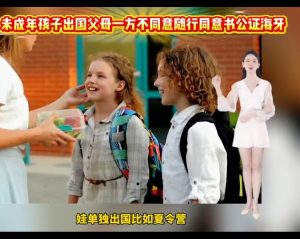 娃出行父母一方不同意随行声明公证海牙认证