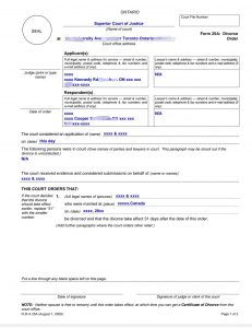 加拿大简易无争议离婚 Form 25A判令Divorce Order