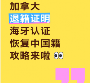 加拿大退籍证明海牙认证恢复中国籍攻略！