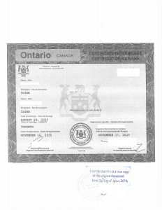 加拿大结婚证海牙认证加急一天完成