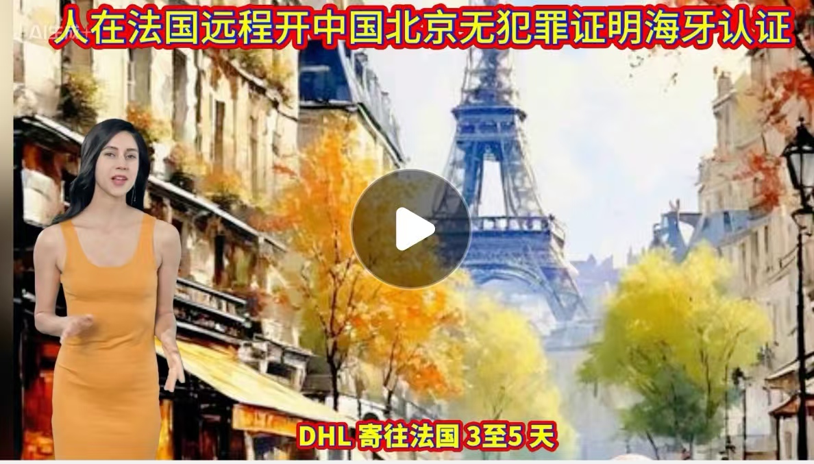 人在法国远程开中国北京无犯罪证明海牙认证