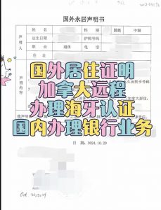 移民加拿大华人国外居住证明海牙认证公证书