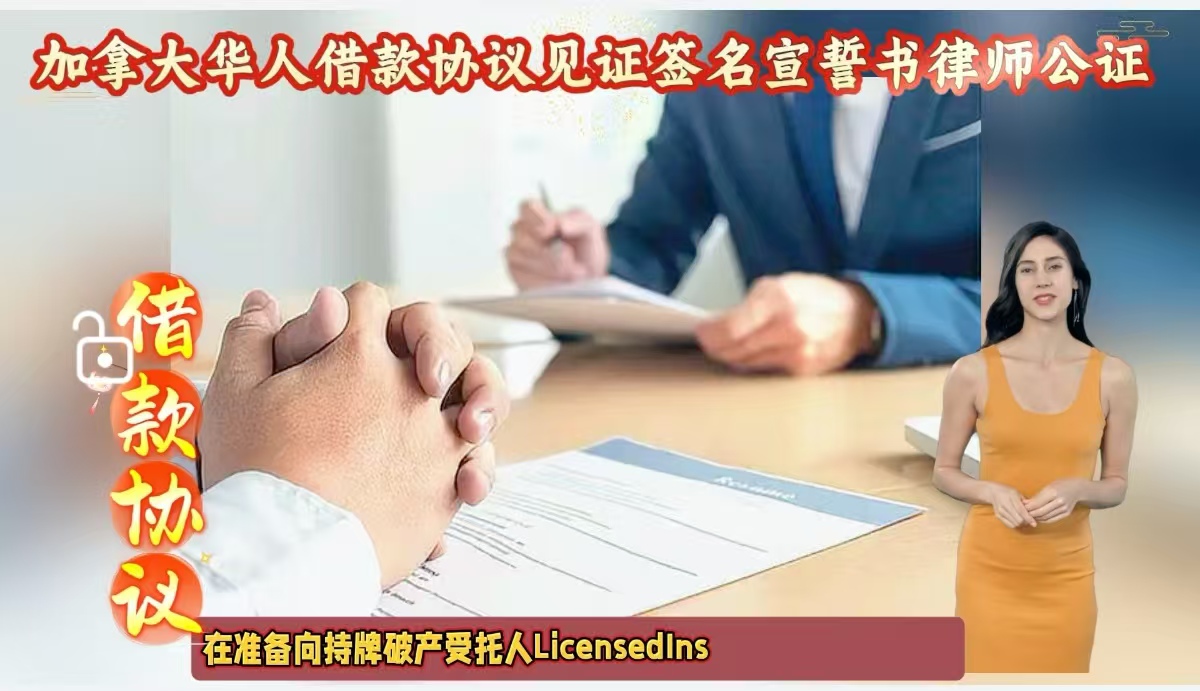 加拿大华人借款协议见证签名宣誓书律师公证