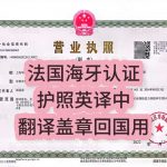 法国海牙认证护照封面英译中翻译盖章