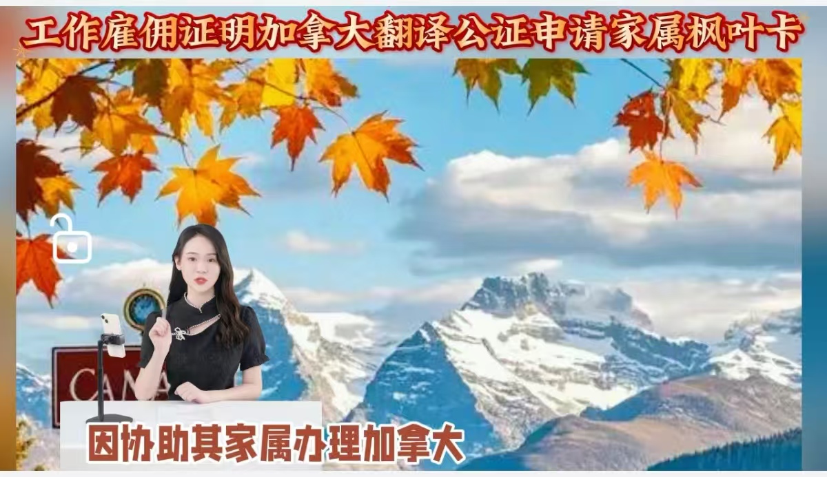 工作雇佣证明加拿大翻译公证申请家属枫叶卡