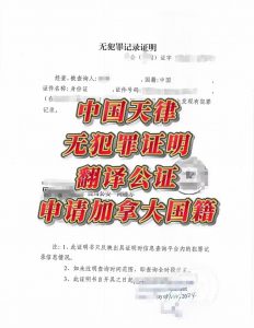 天津无犯罪记录证明翻译公证申请加拿大国籍
