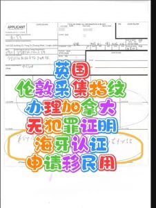 伦敦指纹采集加拿大无犯罪海牙认证移民流程