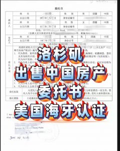 人在美国洛杉矶出售中国房产委托书 海牙认证