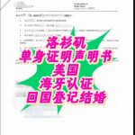 洛衫矶单身证明声明书美国海牙认证回国结婚