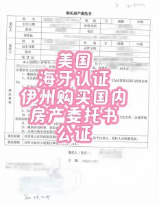 美国伊州购买国内房产委托书公证海牙认证