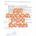 英国伦敦远程放弃徐州遗产继承委托海牙认证