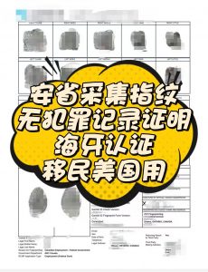 安省采集指纹无犯罪证明海牙认证移民美国用