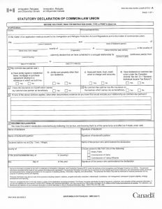 Statutory Declaration of Common-law Union 空白表格