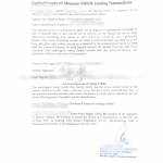 加拿大汽车转lease授权书POA公证