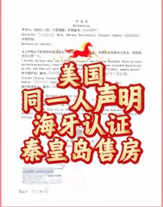 美国阿拉斯加同一人声明海牙认证秦皇岛售房