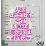 美国加州出生证公证州务卿海牙认证回国使用
