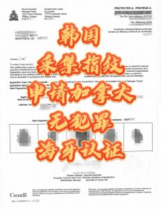 韩国采集指纹申请加拿大无犯罪证明海牙认证
