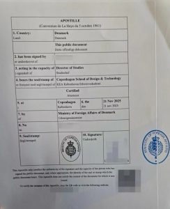 丹麦毕业生文凭海牙认证翻译公证回国找工作