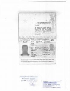 中国护照复印件加拿大律师公证用于境外投资