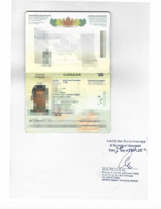 护照彩色复印件TRUE COPY 律师公证