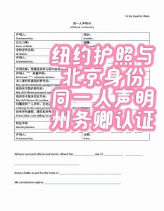 纽约护照北京身份同一人声明州务卿海牙认证