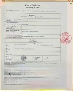洛杉机结婚证美国州务卿认证回国子女落户